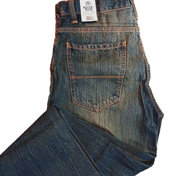 RUSTIC BLUE Brand 18 Boys Bootcut Denim Jeans Vintage Tint Adjustable Waist NWT - Picture 4 of 14